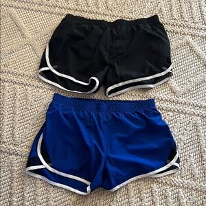 Women's Black and Blue Athletic Shorts